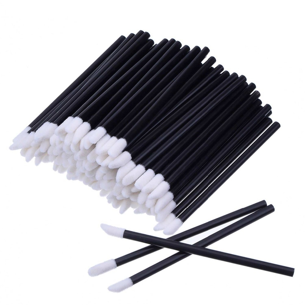 Black and White Disposable Lipgloss Brush 50 Pcs Set