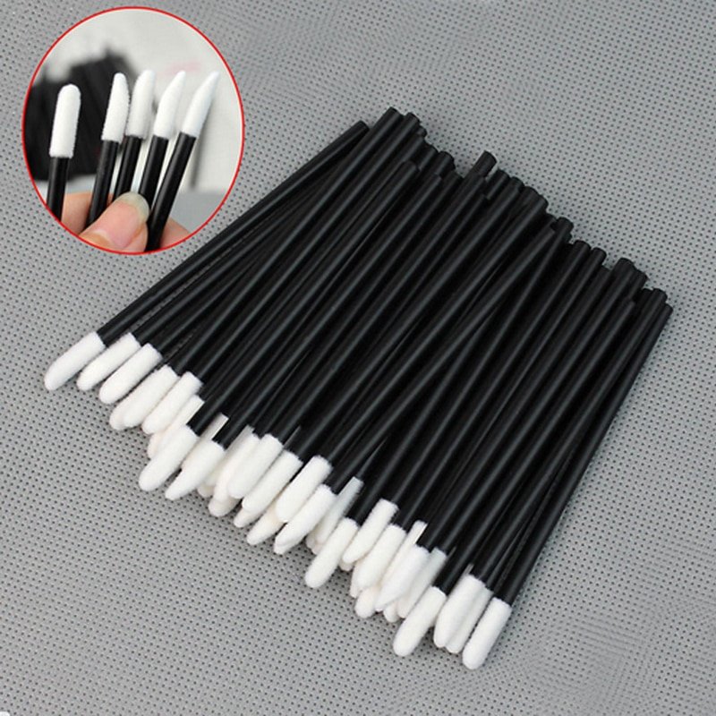 Black and White Disposable Lipgloss Brush 50 Pcs Set