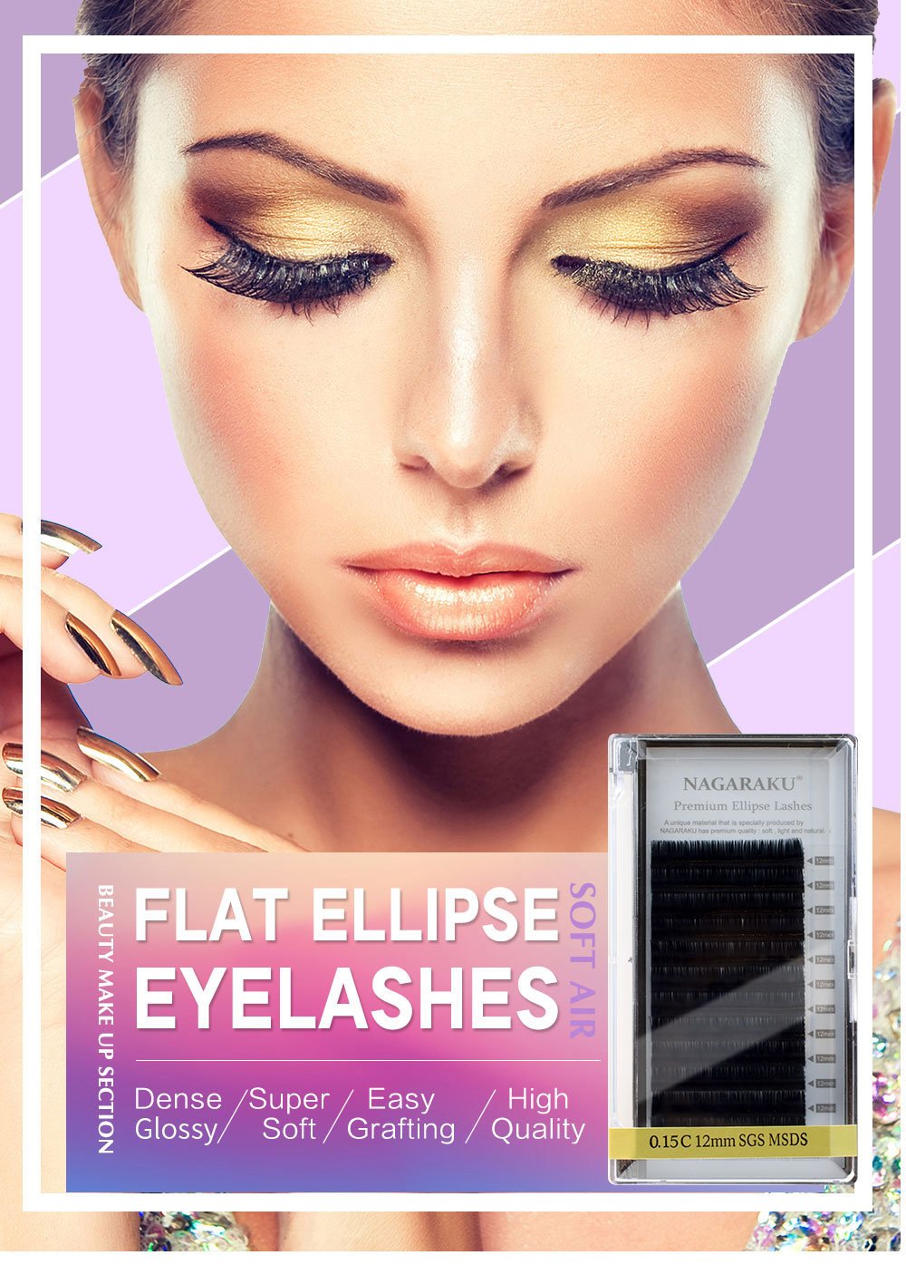 Premium high quality Flat Ellipse Magnetic Eyelashes Set