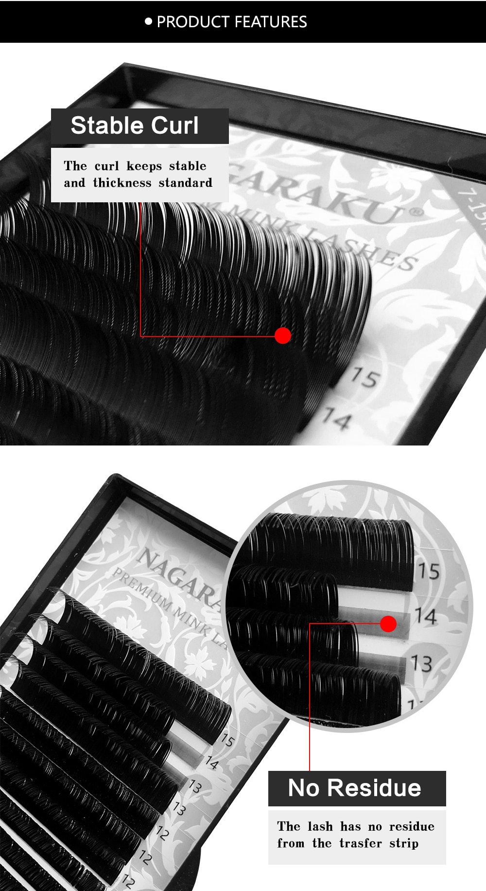 J/B/C/D/L/LC/N Eyelashes Set 15mm premium blend natural synthetic mink individual eyelash extension