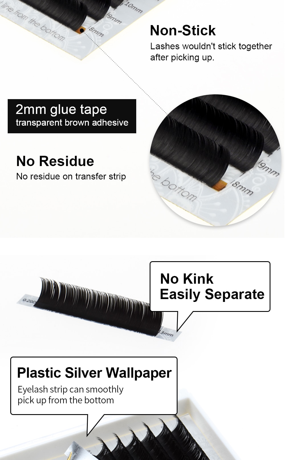 Ellipse Shaped Magnetic Eyelashes with Glue Tape