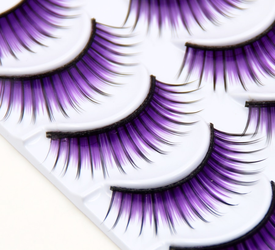 Ombre style Ultra Violet Eyelashes set includes 5 Pairs