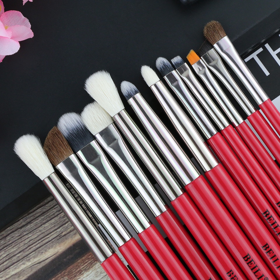 Women's Red Eye Makeup Brush Set