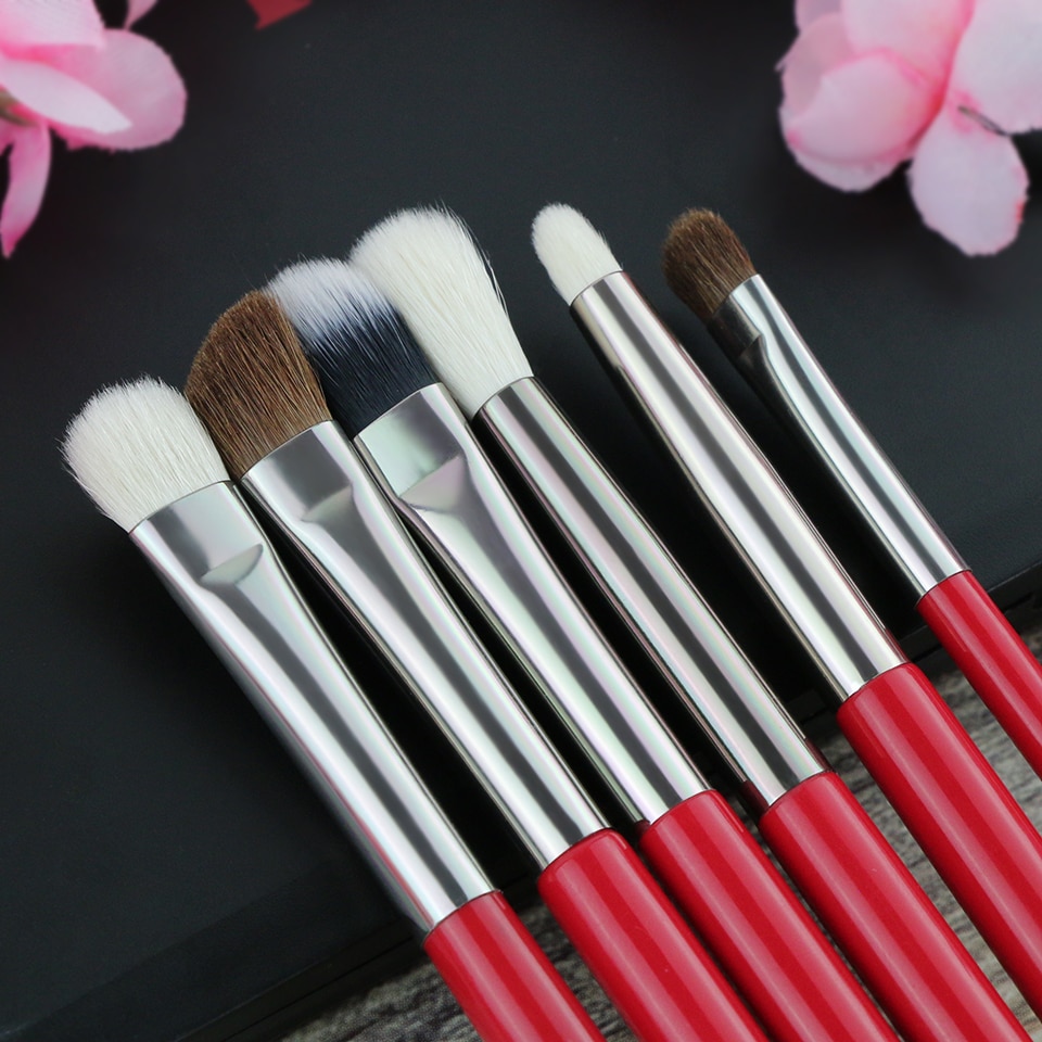 Women's Red Eye Makeup Brush Set