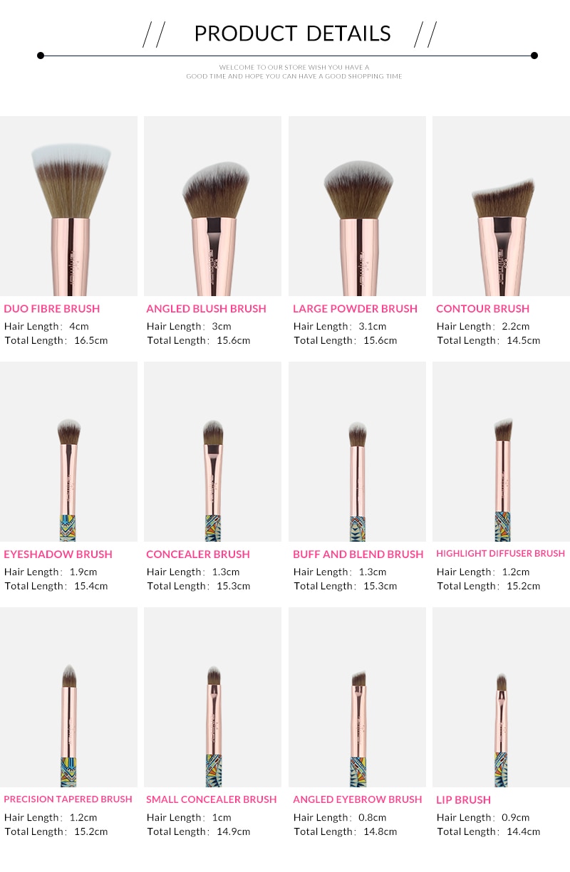 Women's Printed Makeup Brushes Set 8/12 Pcs