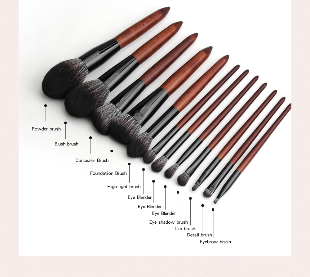 Make Up Tool Set 12 Pcs with Wooden Handle