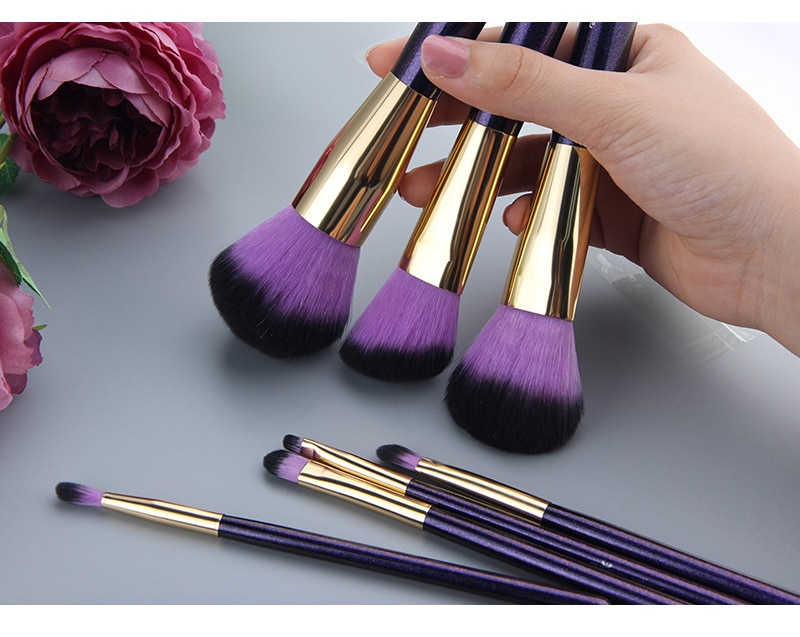Women's Purple Makeup Brushes Set for Foundation 10 Pcs