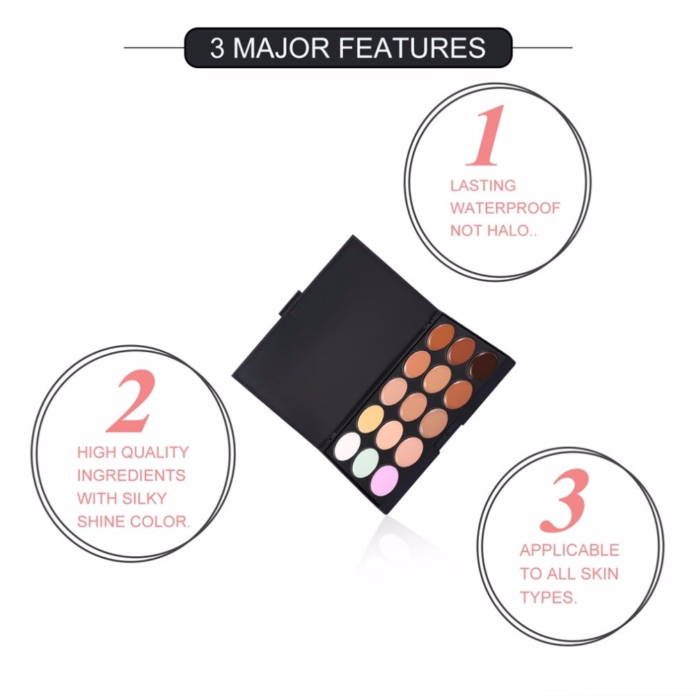 Natural 15 Colors Professional Face Concealer Palette