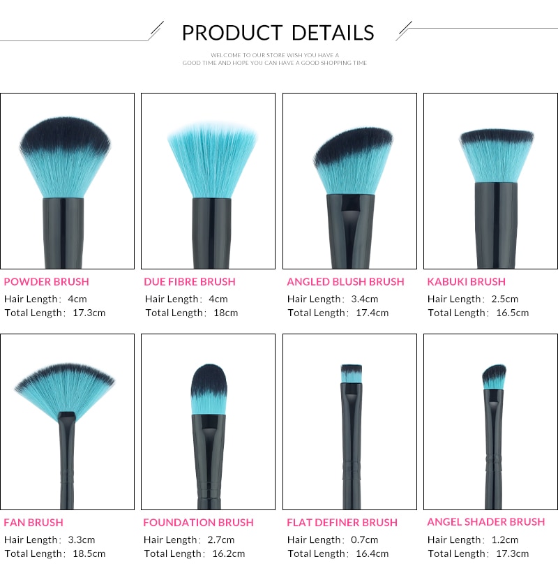 Women's Black Professional Makeup Brushes Set 18 Pcs