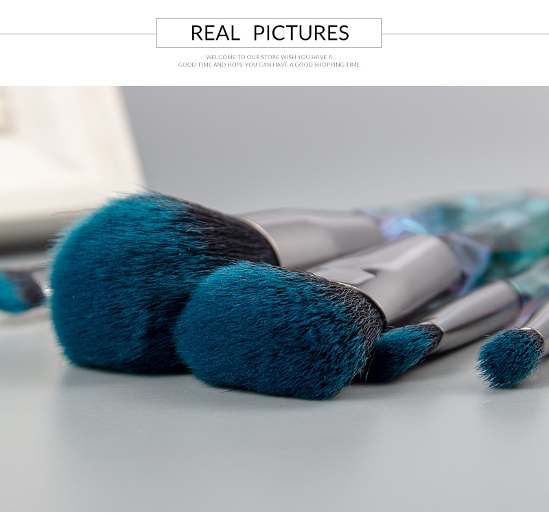 Women's Blue Crystal Makeup Brush Set 5 Pcs