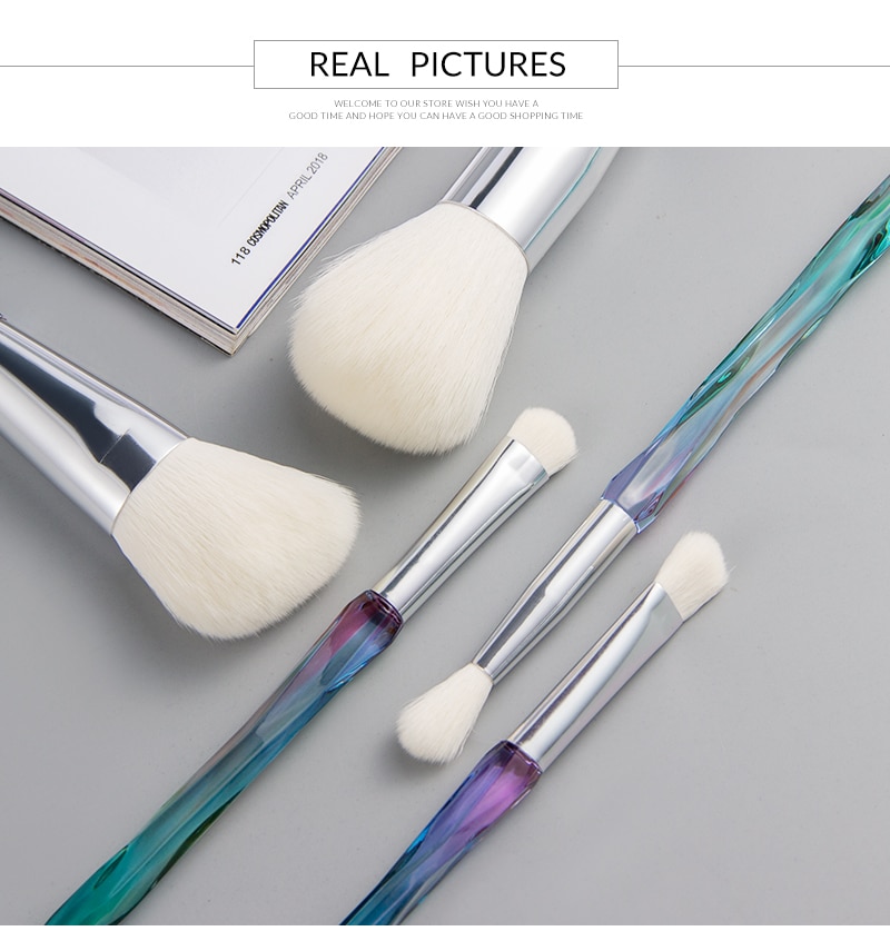 Women's Crystal Blue Makeup Brush Set 5 Pcs