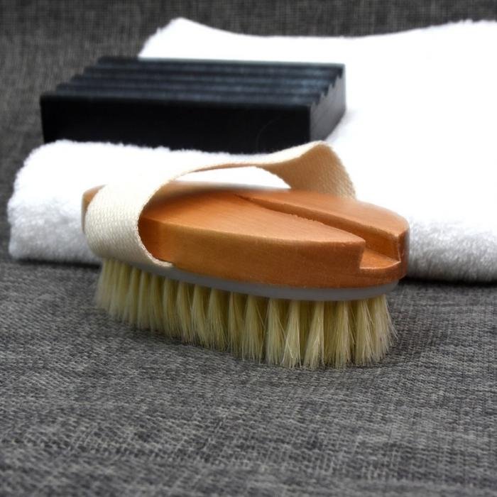 Wooden Massage Body Brush with Natural Long Bristles